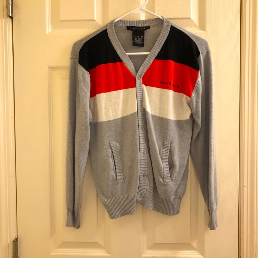 Boys gray Sean John cardigan button down sweater